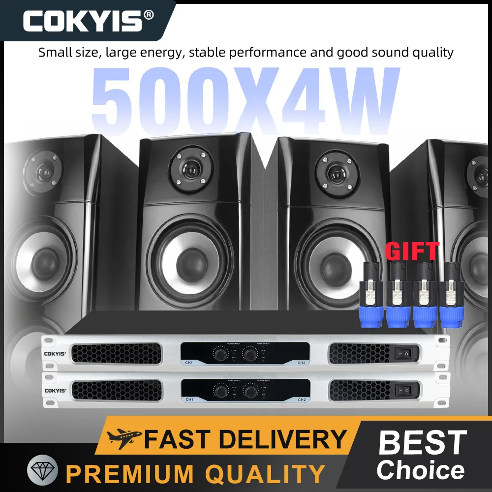 

4 Channel Amplifier 500W*4 Each Channel Professional Power Amps Stage 90-270 VAC For Subwoofer Pro Audio Equipment 6000W watt