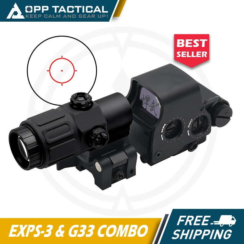 

Holy Warrior EXPS3 Holographic Red Dot Sight with G33 3X Magnifier with Fast Optic Riser and FTC Mount Combo with Full Markings