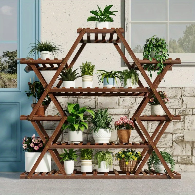 1 Set of Windmill Plant Stand, Living Room Stand, Wooden Outdoor Plant Stand, Decorative Wooden Stand (T, P, M, R, L)