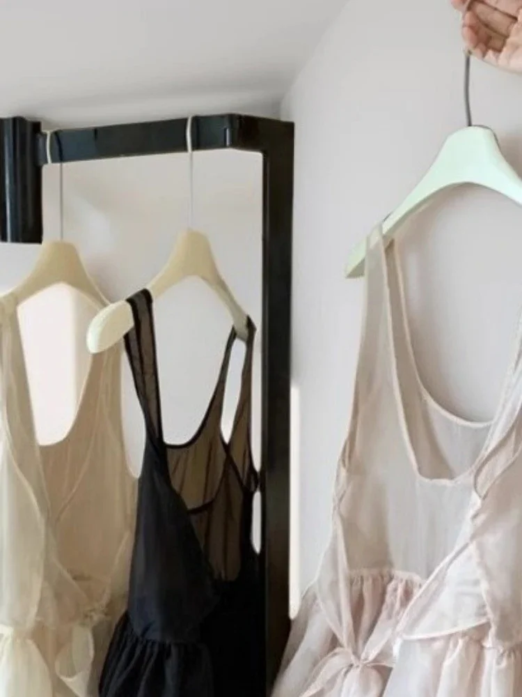 2025 المرأة الحلو عارية الذراعين ضمادة القوس تانك القمم Y2k الجمالية الشاش انظر من خلال بروتيل الجرونج الجنية الصيف الصلبة مطوي الدبابات #5