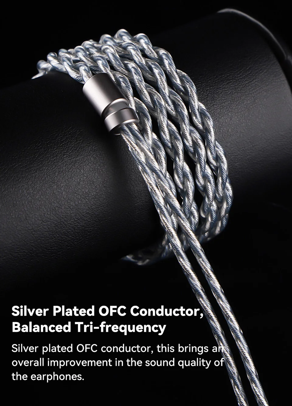 NICEHCK BlueLuna versilberte OFC flache 2-polige HiFi-Kopfhörer-Upgrade-IEM-Kabel 3-in-1 abnehmbare Stecker für HIMALAYA NX8 DaVinci – Detail 2