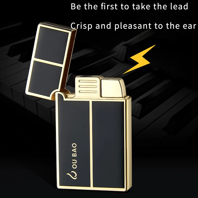 Inflatable lighter metal loud steel sound direct charge windproof blue flame electronic lighter gift