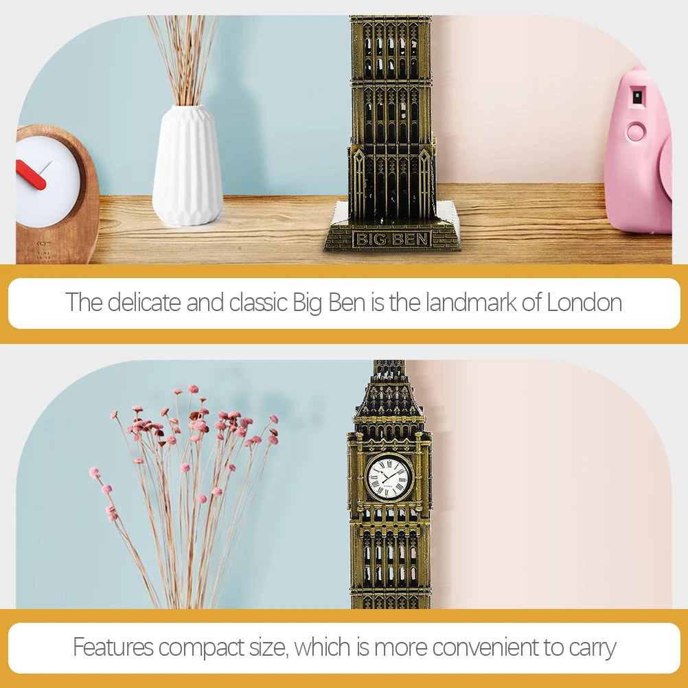 

2pcs Alloy Big Vintage Desktop Ornament Home Decor London Building Sculpture Office Party Decoration Gift Housewarming