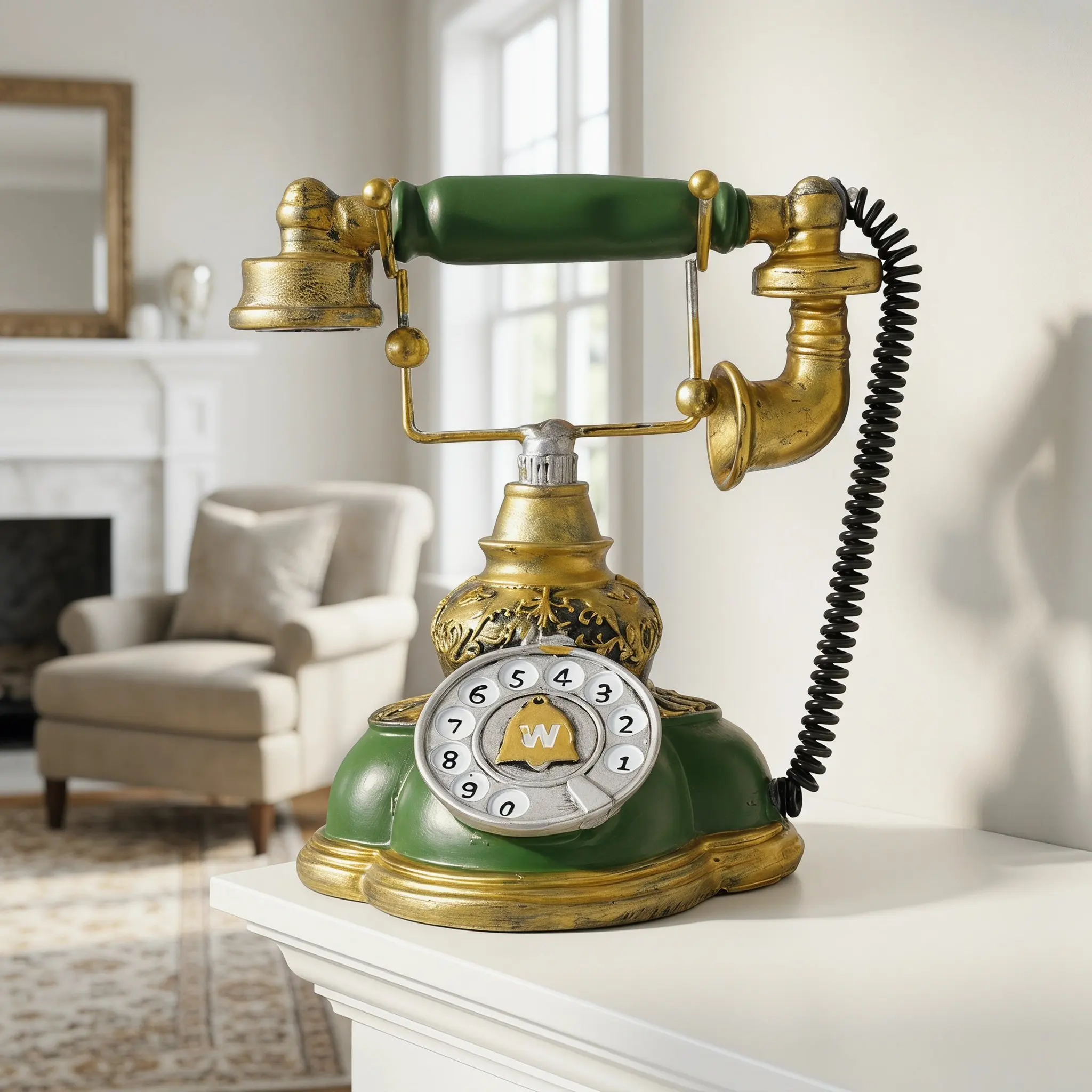 Retro Resin Telephone Desktop Decor Vintage Corded Classic Rotary Phone Home Office Hotel Ornament Phone Accent view 3