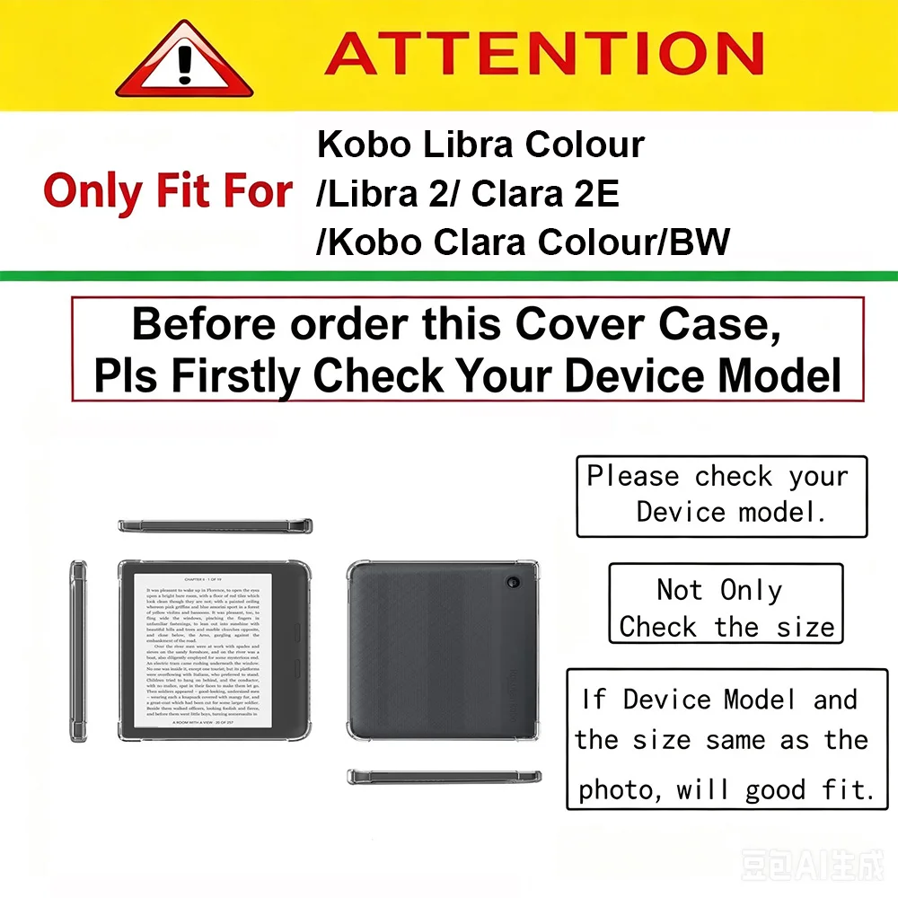 Case for Kobo Clara 2E/Colour/BW and Kobo Libra 2/Colour, Durable Slim 4 Corner Clear TPU Airbags Portable Protective Cases