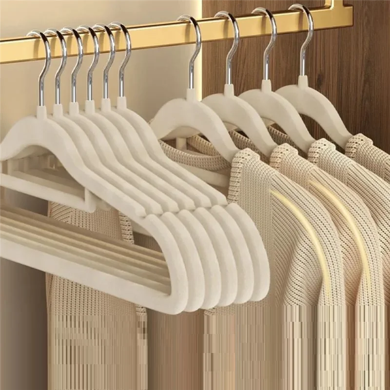 

AB68 Flocking Hanger Household Clothes Hanging Finishing Rack Non-Slip Seamless Clothes Support Wardrobe Storage Rack
