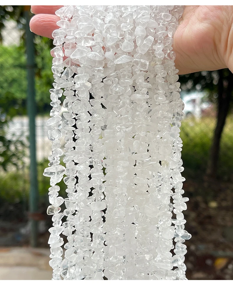 5-8mm Naturstein 40/80cm Unregelmäßige Bergquarz-Perlen Kiesperlen Freiform-Chips Schmuckherstellung DIY Armband Halskette Zubehör – Detail 7