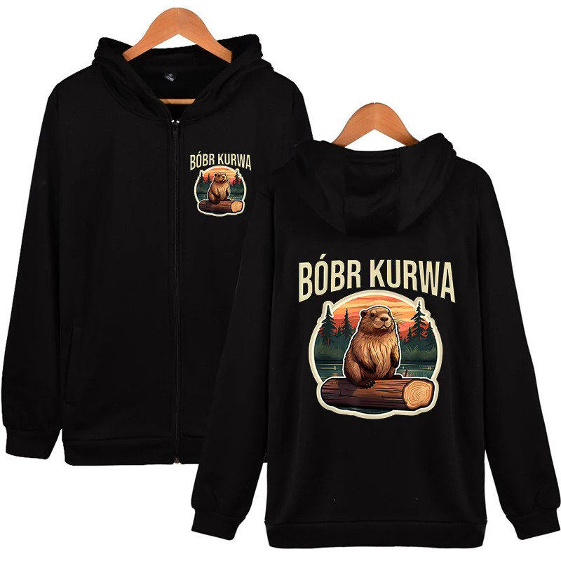 Bobr Kurwa Harajuku Y2k Zip Up Hoodies Men Women Fashion Funny Hooded Streetwear Kurwa Bober Grunge Zipper Sweatshirts Clothes