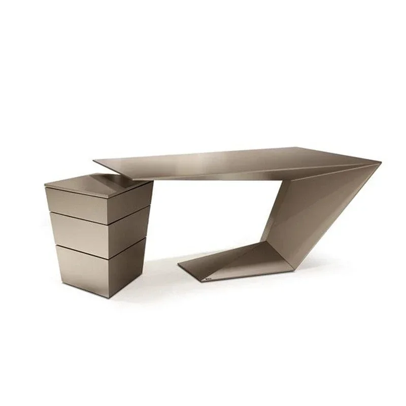 Modern minimalist high-end solid wood de sk desi gner villa luxury study office h igh-end paint desk