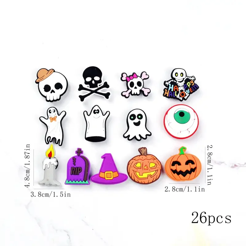 Breloques de Chaussures d'Halloween en PVC, Accessoires de ixFantôme, Boucles de Sandales Amovibles avec Poignées, Décorations Trick or Anxious Everg, Cadeaux, 1-13 Pièces