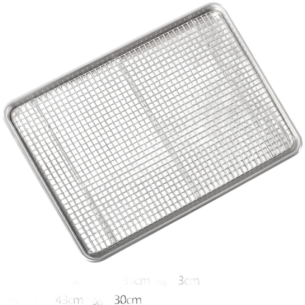 Commercial Stainless Steel Mesh Baking Tray with Removable Drain Net 45.5cm x 33cm Roasting Pan for Efficient Food Processing