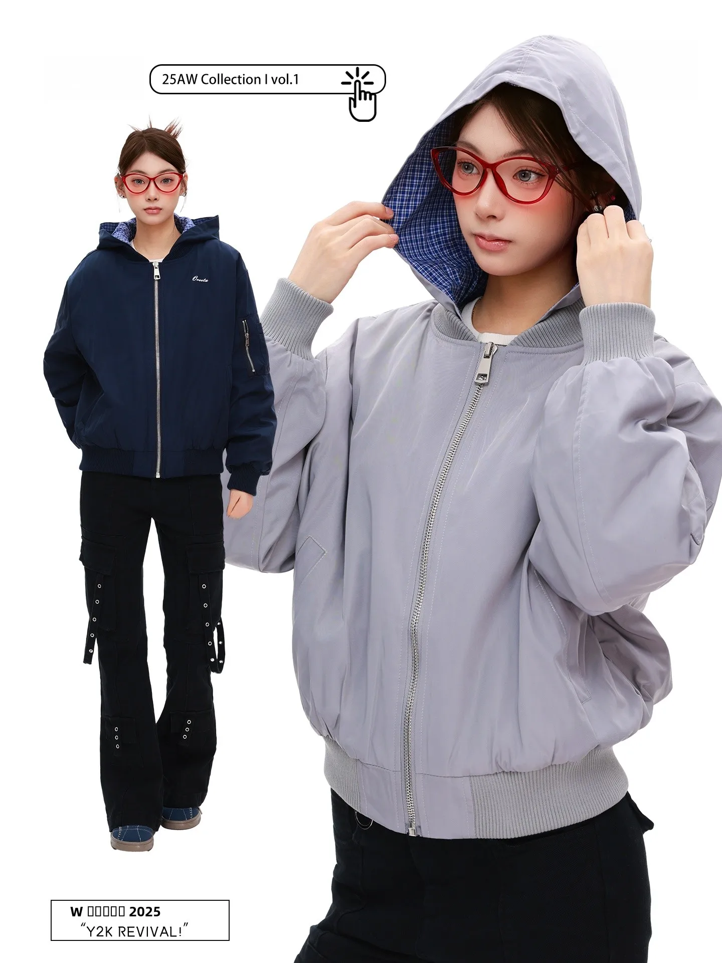 

PBB American Street Sle Plaid Splicing Hat Jaet Men's Women's CleanFit Neutral Workwear ort Coat Hooded Cotton Jaet