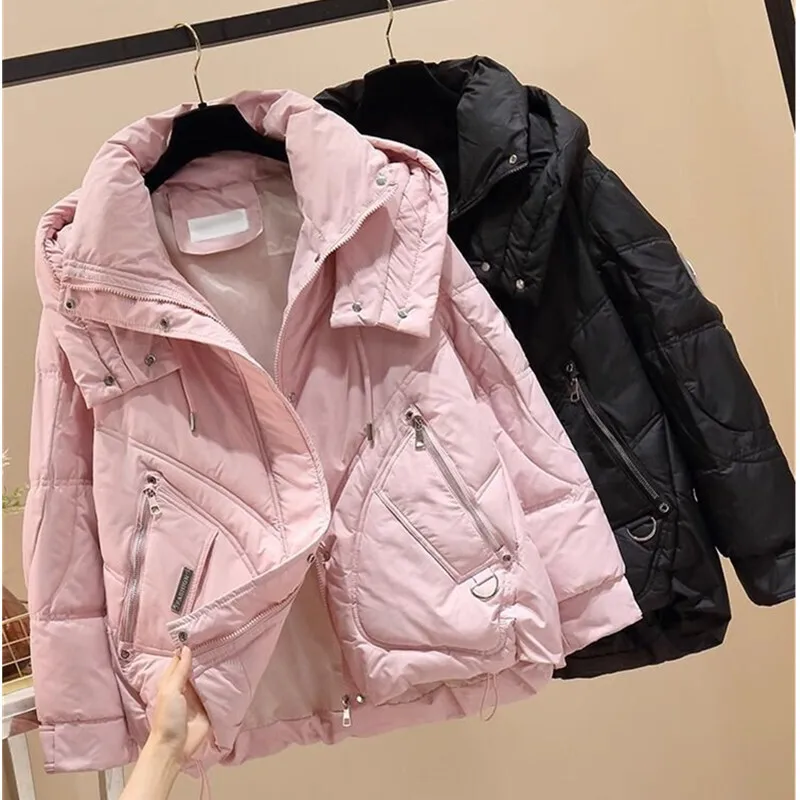 Women Jacket 2025 New Autumn Winter Coat Parkas Light Down Cotton Coats Casual Short Warm Basic Coats Black Pink Outwear Female