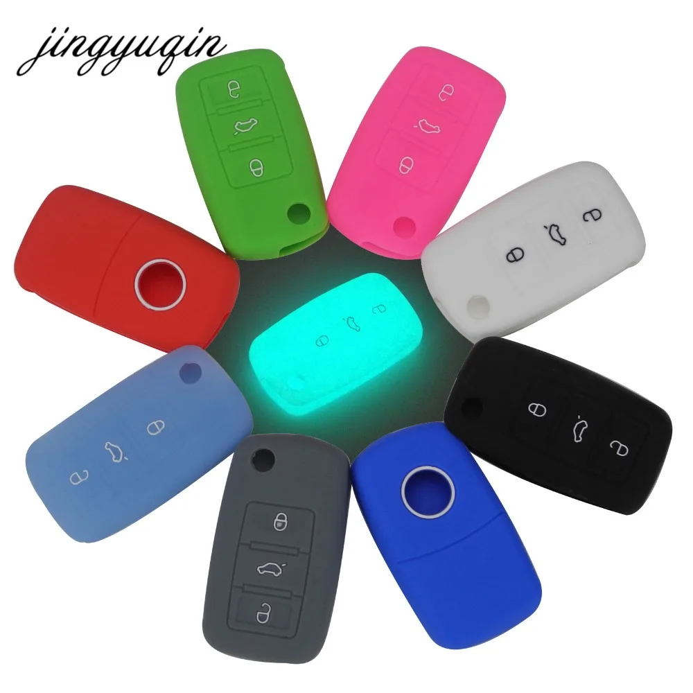 

jingyuqin 100pcs Silicone Key Case For VW Seat Polo Passat B5 Golf 4 5 6 Jetta Mk6 Tiguan Plus Eos Scirocco Beetles FOB Cover