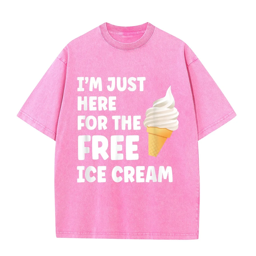 I'm Just Here For The Free Ice Cream Funny Cruise 2025 T-Shirt Brasil Y2k Man Printed Shirt Comfortable 100 Cotton Tee T Humor