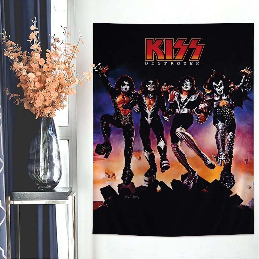 

Vintage Heavy Metal Kiss Band Hanging Bohemian Tapestry Home Decoration Hippie Bohemian Decoration Divination Wall Hanging