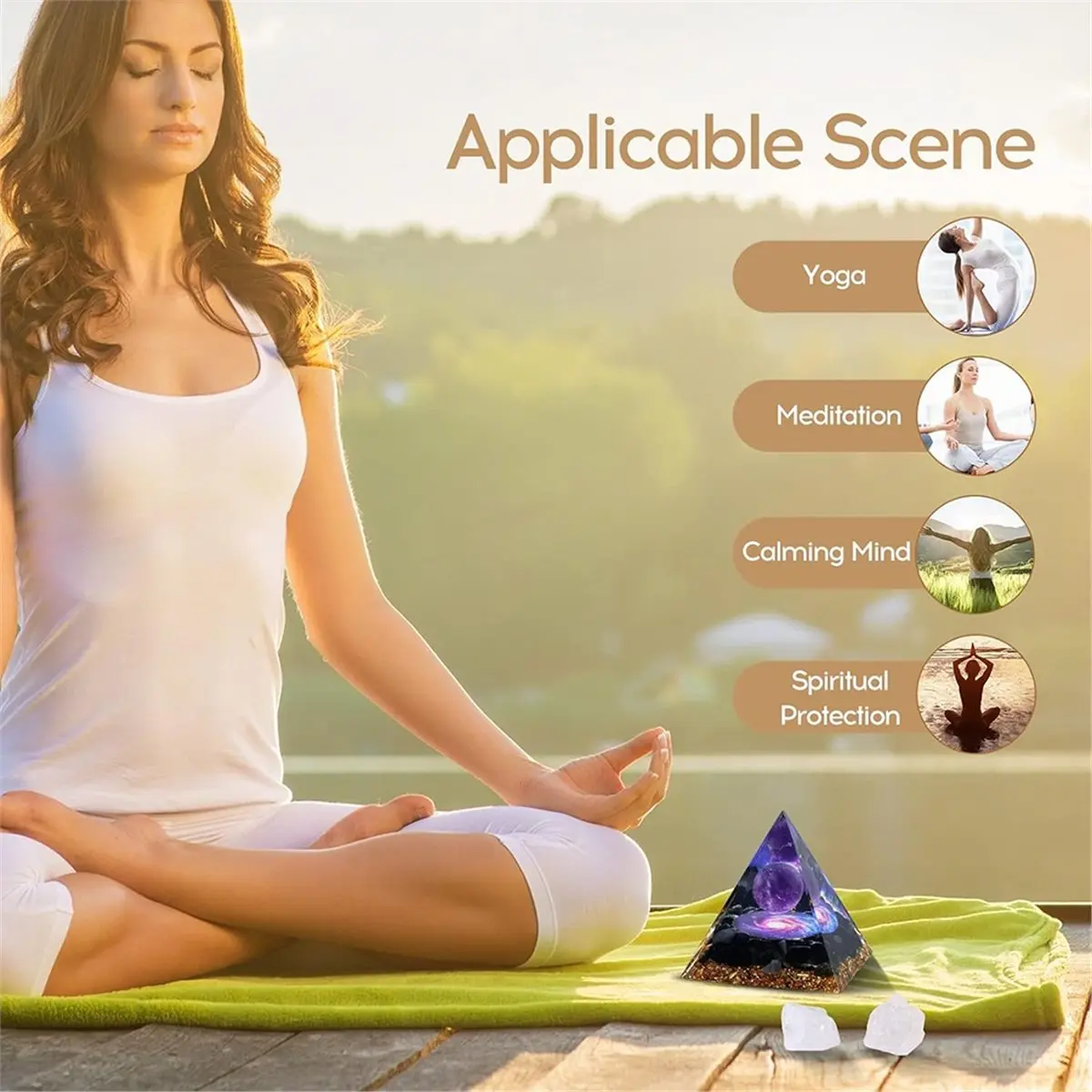 Pyramide d'Orgone, Orgonite et Cristal de Guérison en Obsidienne pour Réduire le Stress, Guérison Reiki, Méditation, Attire la Chance