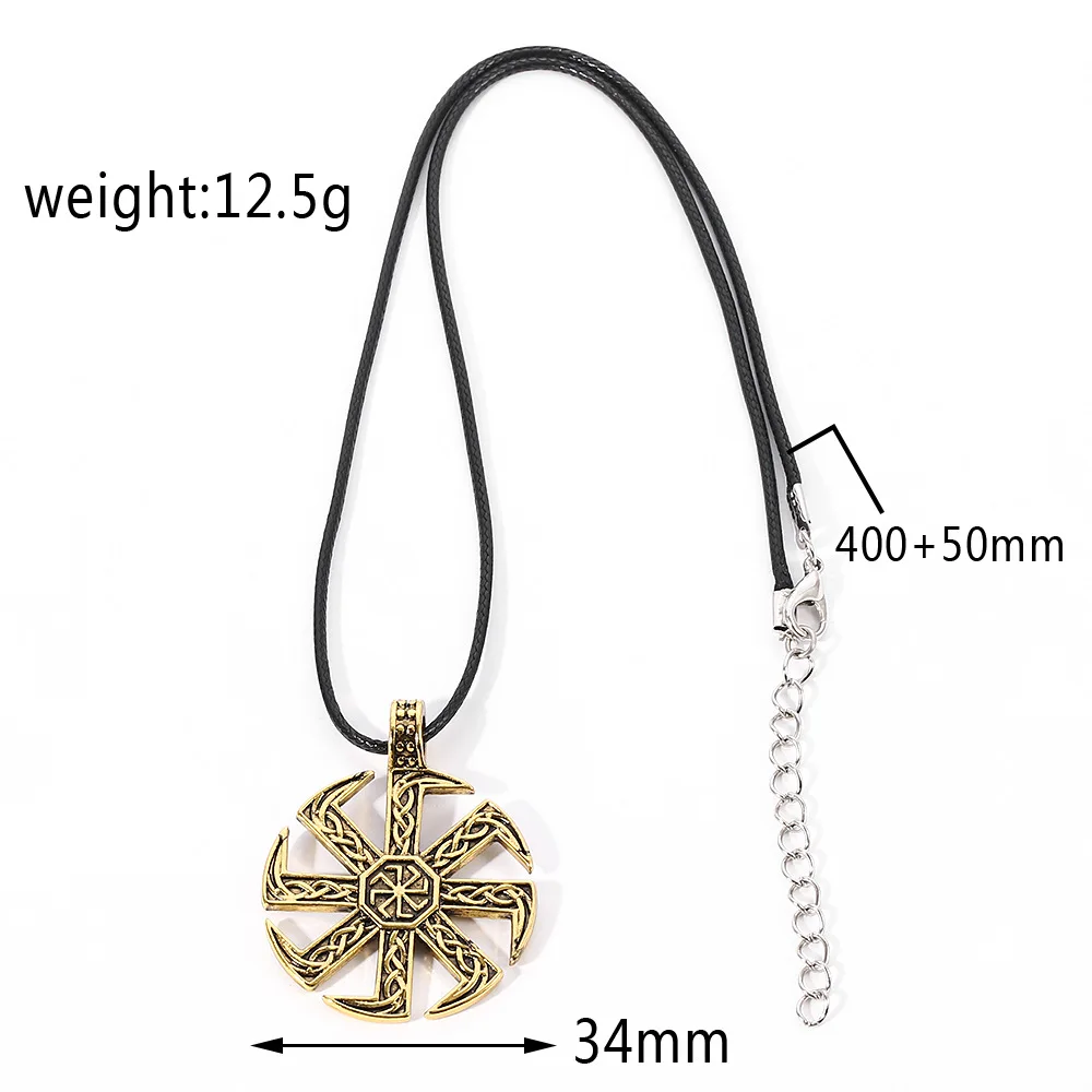YILUOCD Slavic Amulet Necklace for Men Slavic Kolovrat Symbols Pagan Sun Wheel Chain Pendants Religious Talisman Jewelry