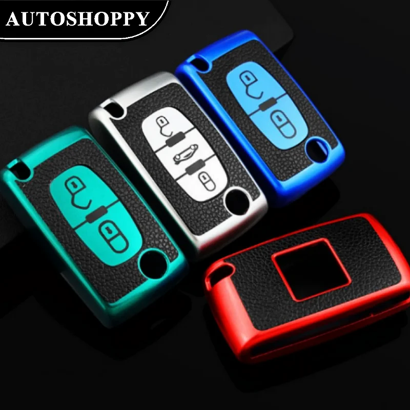 Leather TPU Car Remote Key Case Cover Shell For Peugeot 107 207 307 308 407 607 3008 5008 For Citroen Xsara Picasso C5 C6 C8