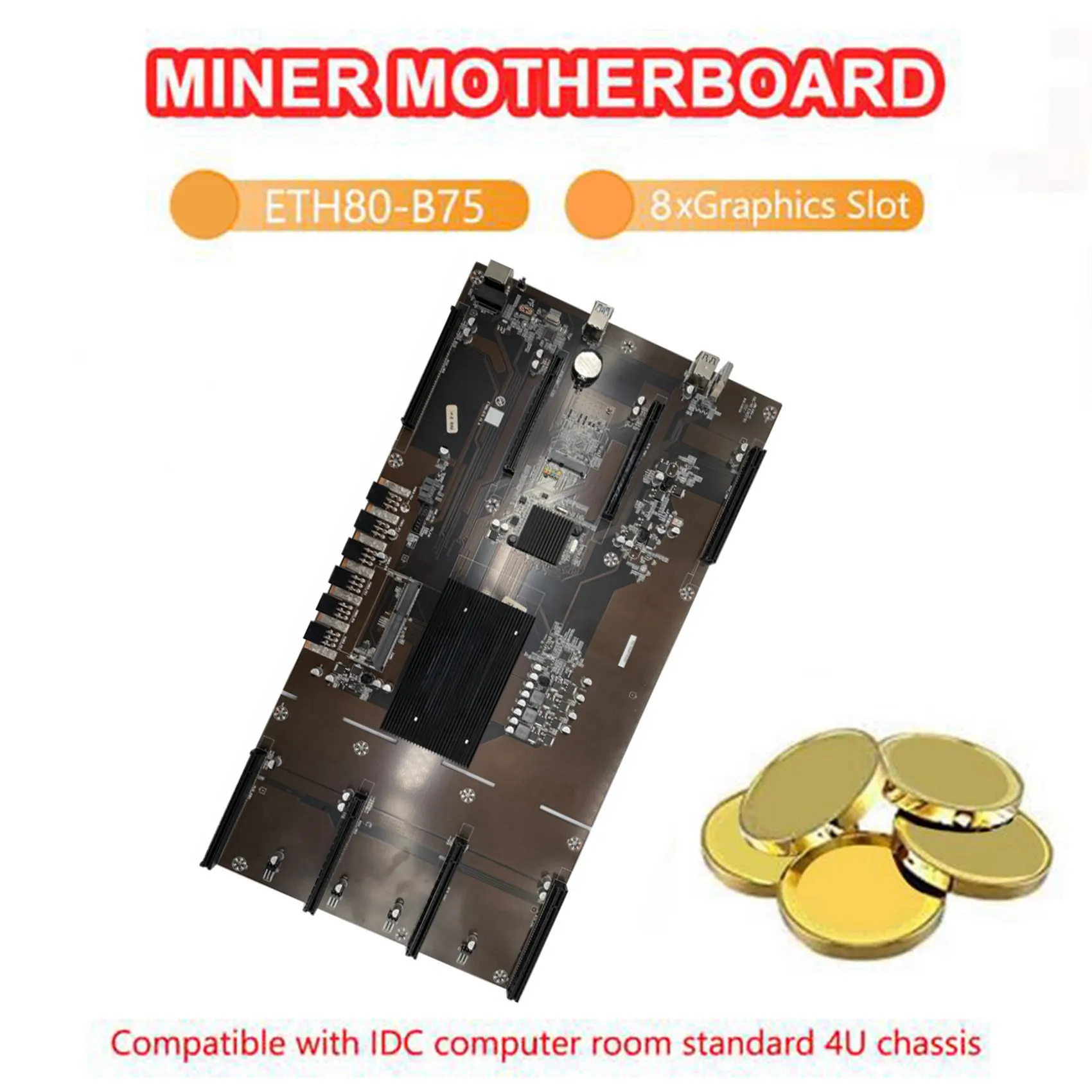 Carte mère minière ETH80 B75 BTC, processeur G1610, ventilateur de refroidissement CPU, 8XPCIE 16X LIncome 1155, prise en charge 1660, 2070, 3090