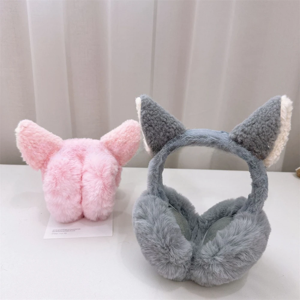 Cartoon Plush Elf Ears Folding Earmuffs Cute Thickened Warm Hair Band Girls Fox Ears Makeup Hair Hoops Fashion Earflap Headphone