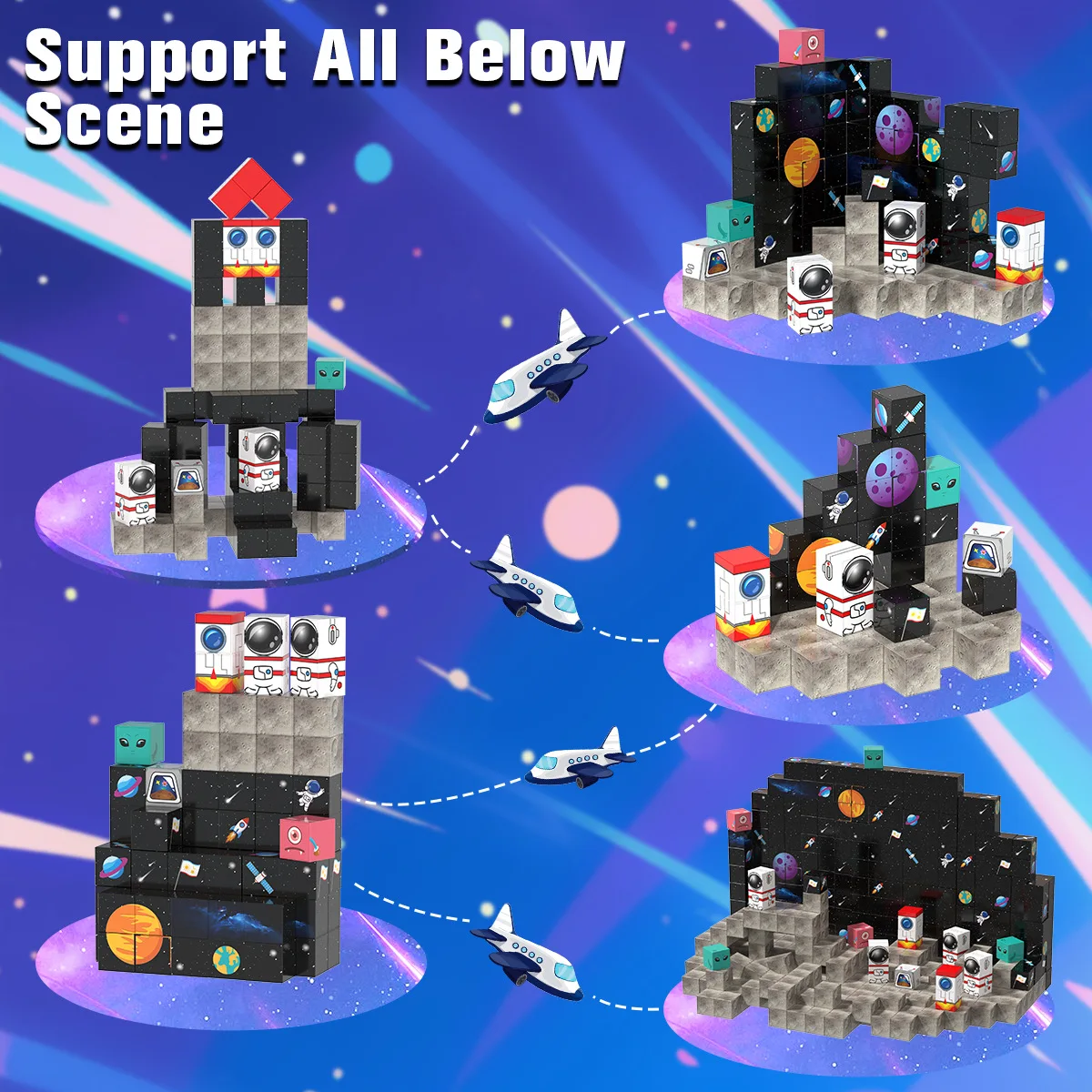 Blocs de construction magnétiques fusée spatiale, 100 pièces, ensemble de cubes de construction magnétiques, tige sensorielle Montessori, jouet de noël pour enfants, cadeau