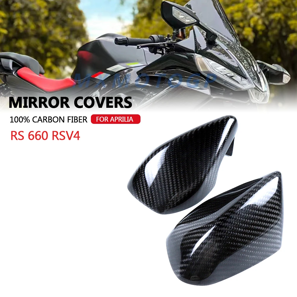 For Aprilia RS 660 RS660 RSV4 2020 2021 2022 2023 2024 100% Carbon Fiber Rearview Mirror Covers Motorcycle Accessories