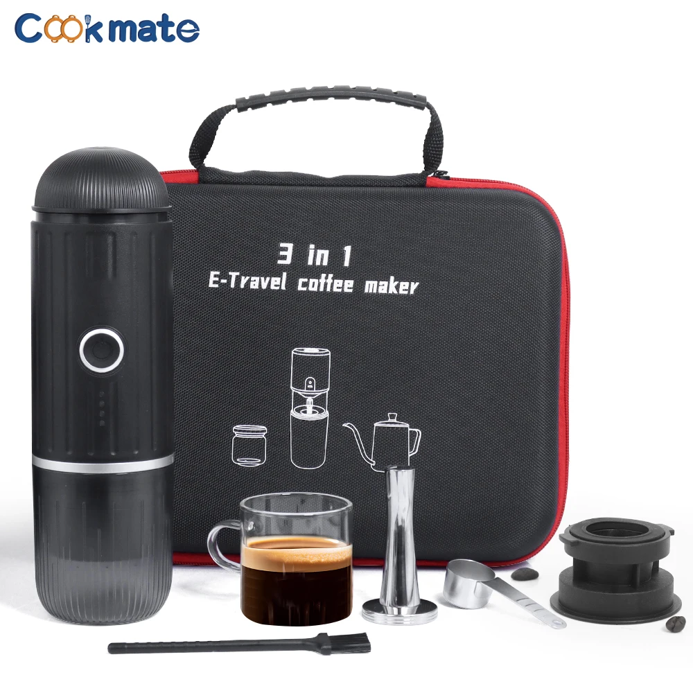 Portable COFFEE treasure set, 3-in-1 Italian heating coffee machine + zipper case + a variety of accessories, delicious with you