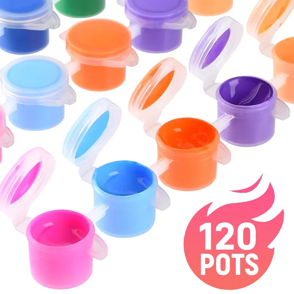 60/120PCS Empty Paint Pot 3ml 5ml Mini Paint Container Strip Storage Cup with Lid for Arts Crafts Drawing Classrooms School Art
