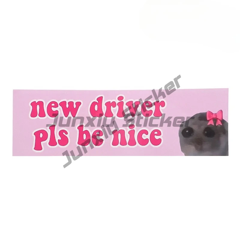 New Sad Cat Bestie Driver Please Be Nice Sticker Funny Meme StickerSelf Adhesive Learner Driver Sticker Car Accessories