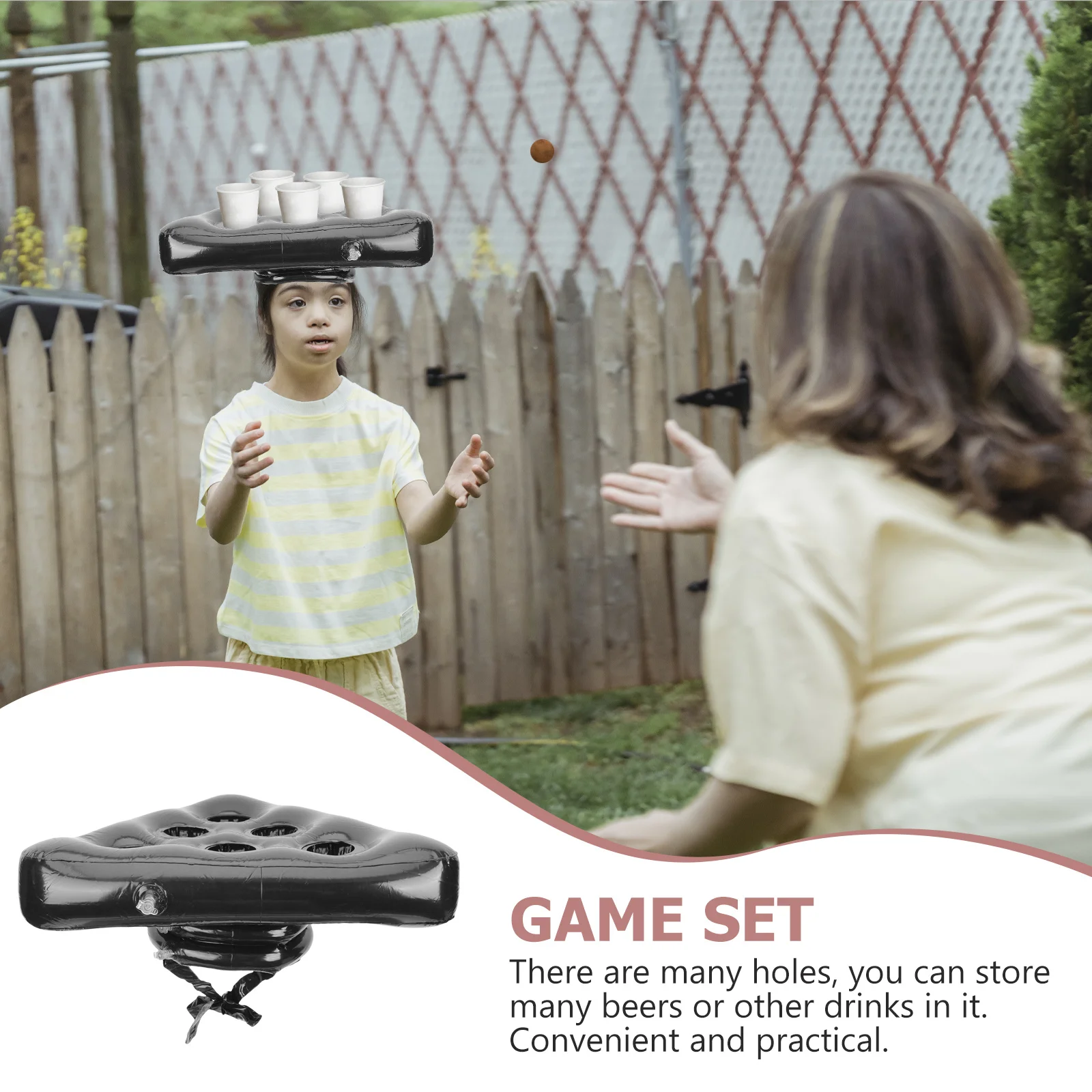 Black Inflatable Pool Cup Holder 6 Hole Drink Float for Beach Swim Party Triangular Design Game Inflatable Drink Holder