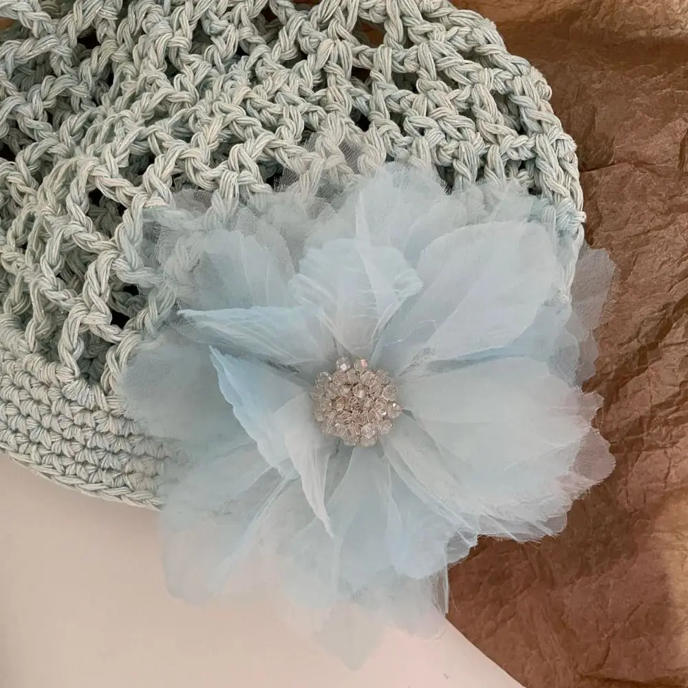 Cute Handmade Crochet Flower Hat Thin Korean Hollow Out Knitted Hat Bohemian Style Ethnic Style Beanies Hat Outdoor