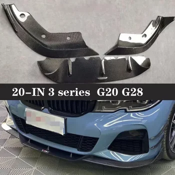 For BMW 3 Series G20 G28 2019-2022 Carbon Fiber Car Front Bumper Diverter Spoiler Diffuser Front lip chin body kit