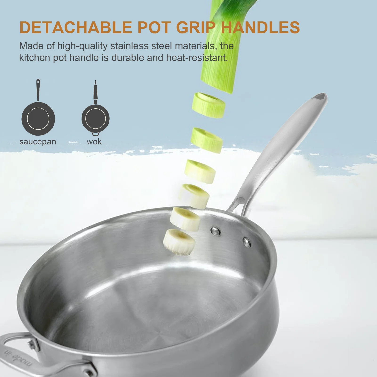 

Detachable Stainless Steel Pot Handle Non Slip Pan Grip Heat Resistant Kitchen Cooking Utensil Accessory