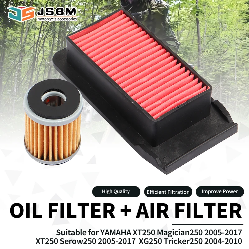 JSBM Motorcycle Accessories Air Filter Oil Filters For YAMAHA XT250 2005 - 2023 Magician Serow 250 XG250 Tricker 250 2004- 2010