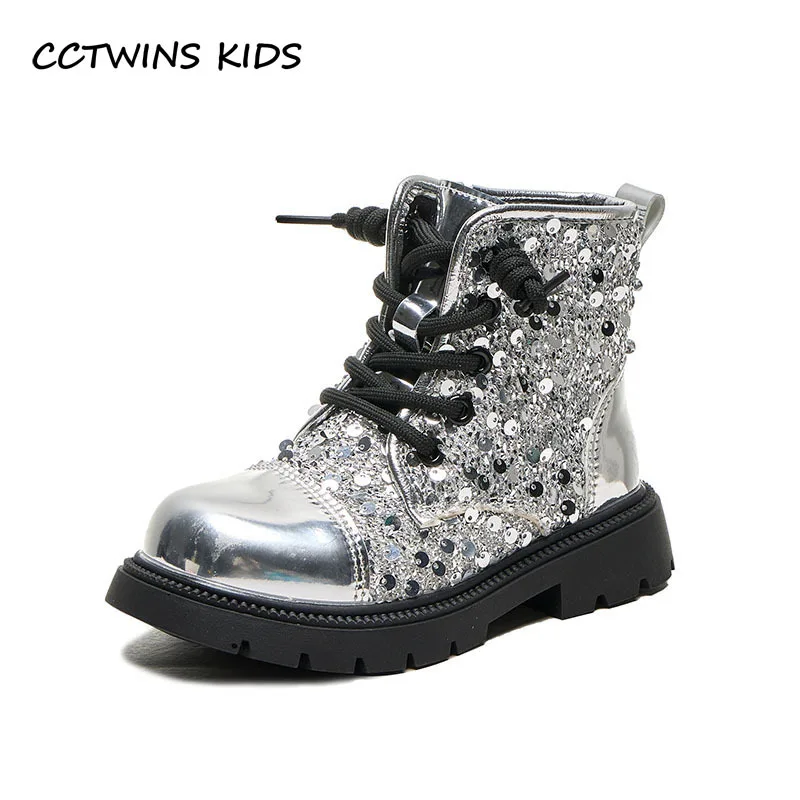 Girls Princess Boots Autumn Toddler Kids Fashion Brand Middle Calf Boots Children High Top Shoeslace Glitter Shoes Soft Sole