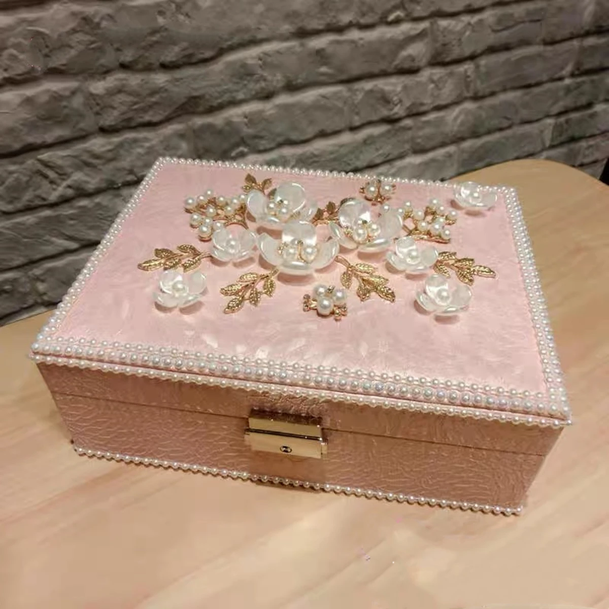 Pink Jewelry Storage Box Earrings Ring Necklace  Double Delicate Exquisite Anti-Oxidation Package Display Girl's Gift