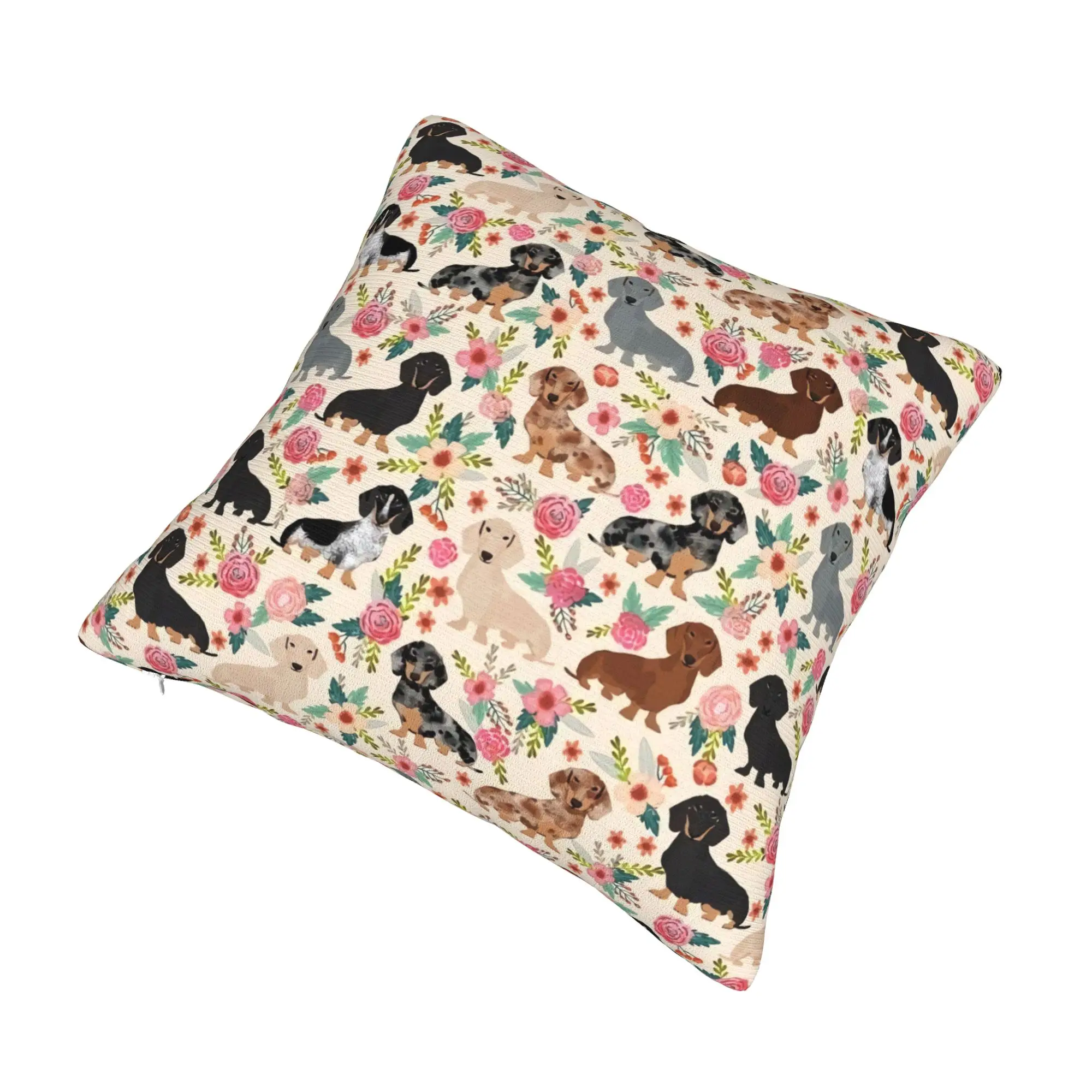 Doxie Florals Dachshund Pillow Covers Decor Home Nordic Sausage Dog Lovers Chair Cushion Square Pillowcase