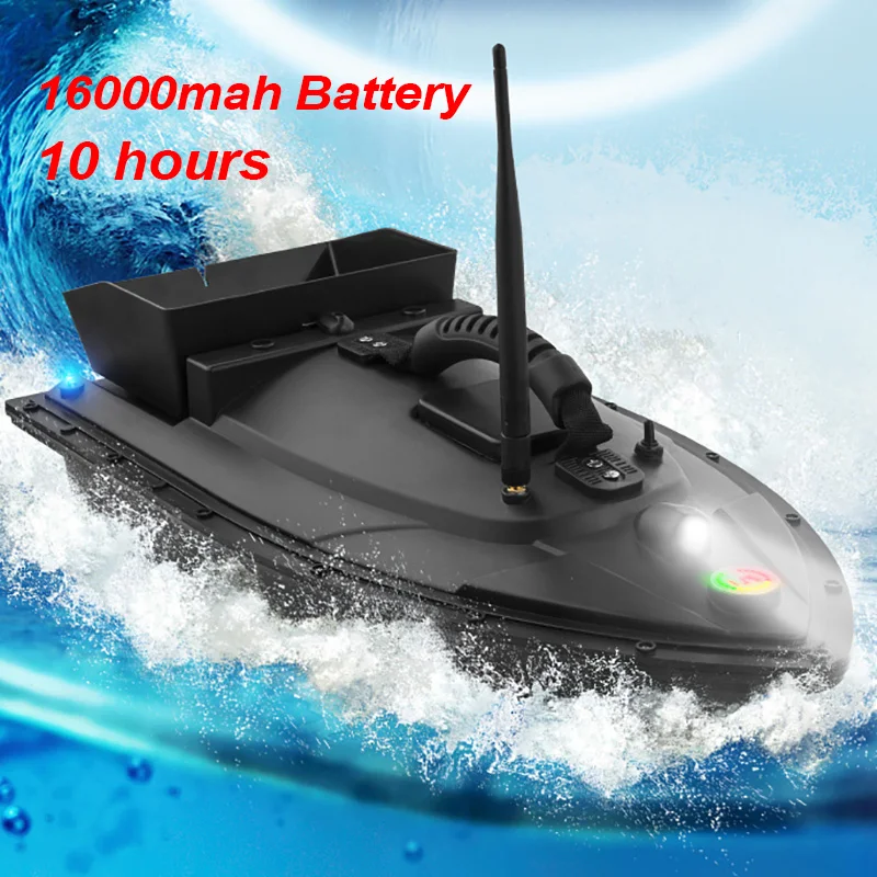 600M Remote Control Fishing Bait Boat with 4 Night Lights Dual Hopper Fixed Speed Cruise Smart RC Nesting Large Boat 16000mah