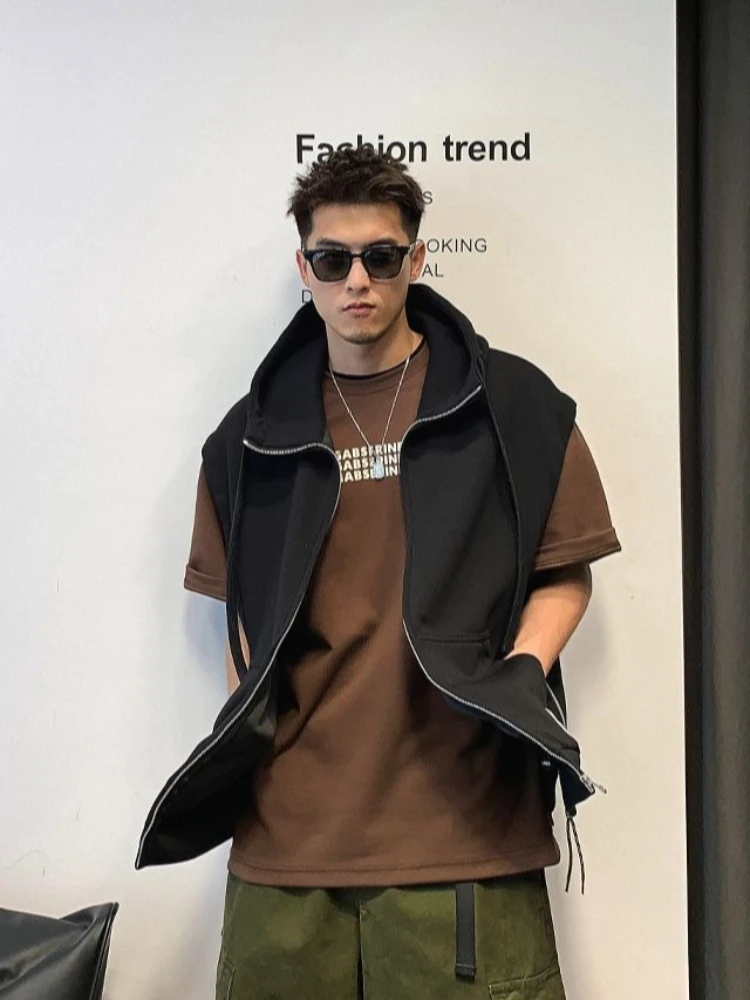 

Men's Oversized Vintage Hoodie Ins Style Autumn Spring Sleeveless Top Korean Streetwear Casual Outerwear for Men