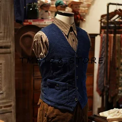 Men Suit Vest Corduroy Fabric Waistcoat Business Wedding Casual Turndown Collar Men's Dress Blazer Vests Formal Party V07