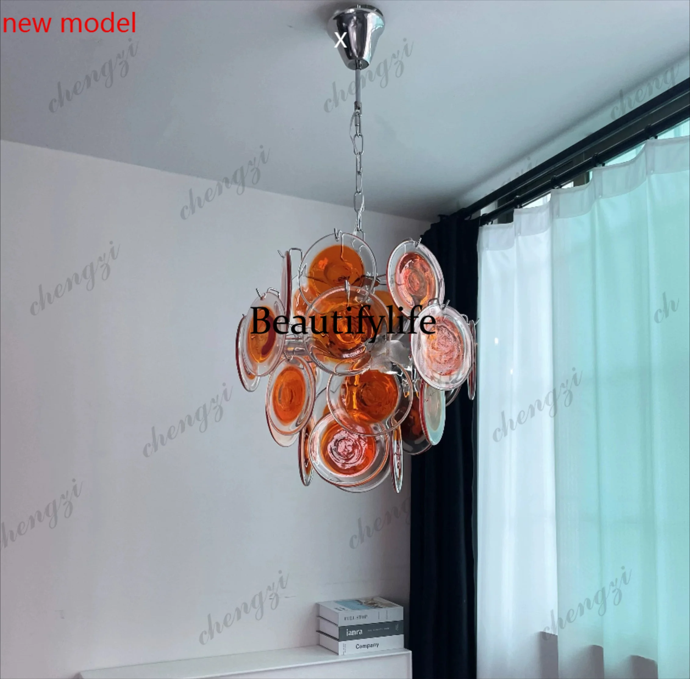 DD182Medieval style living room bedroom dining room colorful French retro, handmade glass chandelier
