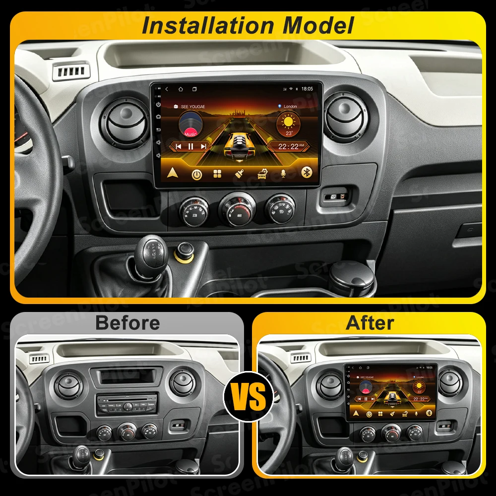 10 Inch Android 16 For Renault Master 2003 - 2011 Car Radio Stereo Head Unit  Multimedia Video Player GPS Navigation 2K QLED RDS