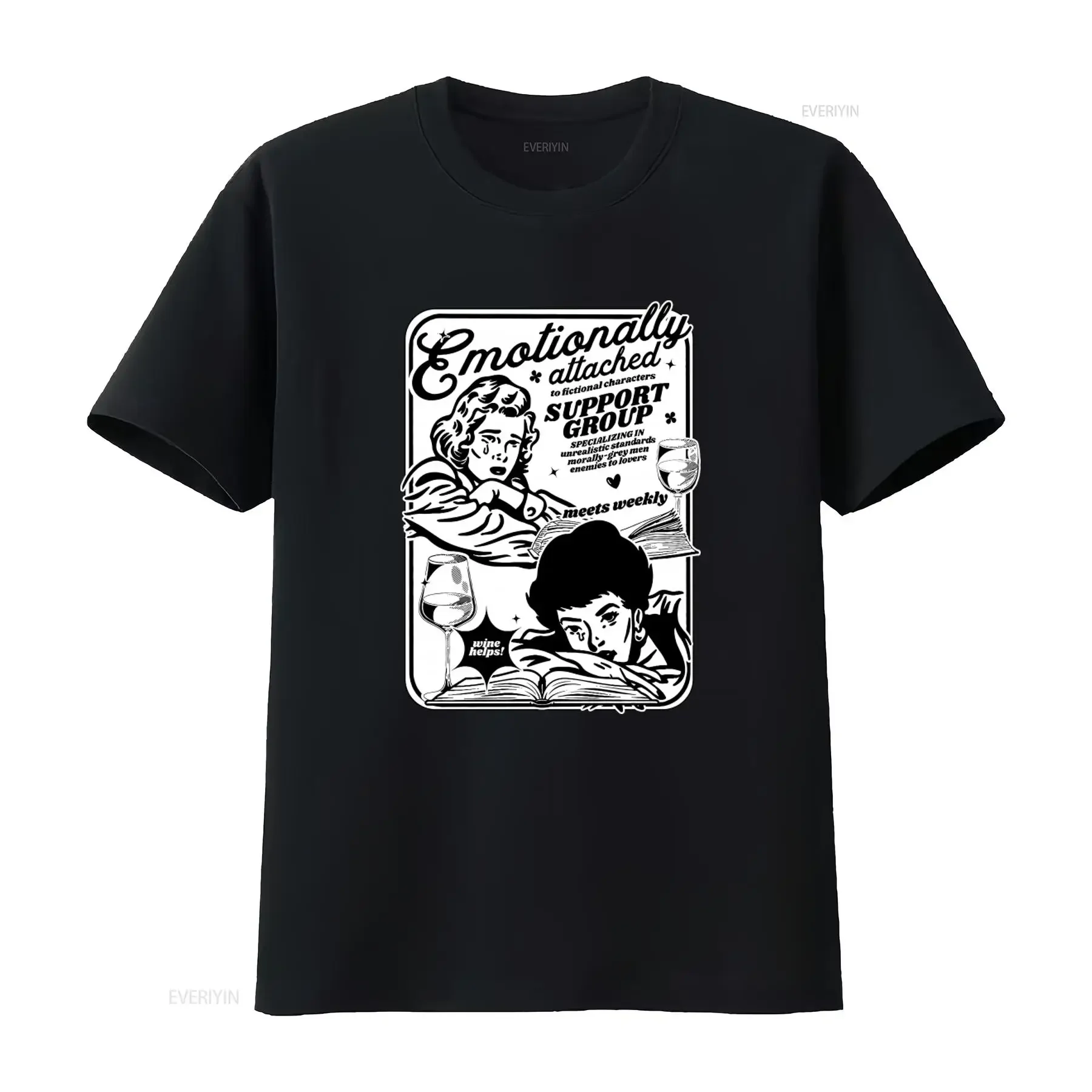 Emotionally Attached To Fictional Characters Support Group Retro Bookish T Shirt Vintage Book Lover Romance Reader vintage Soft