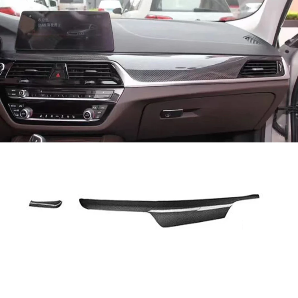 

2pcs Real Dry Carbon Fiber Center Console Dashboard Panel Decoration Cover Trim For BMW 5 Series G30 G38 2018-2022