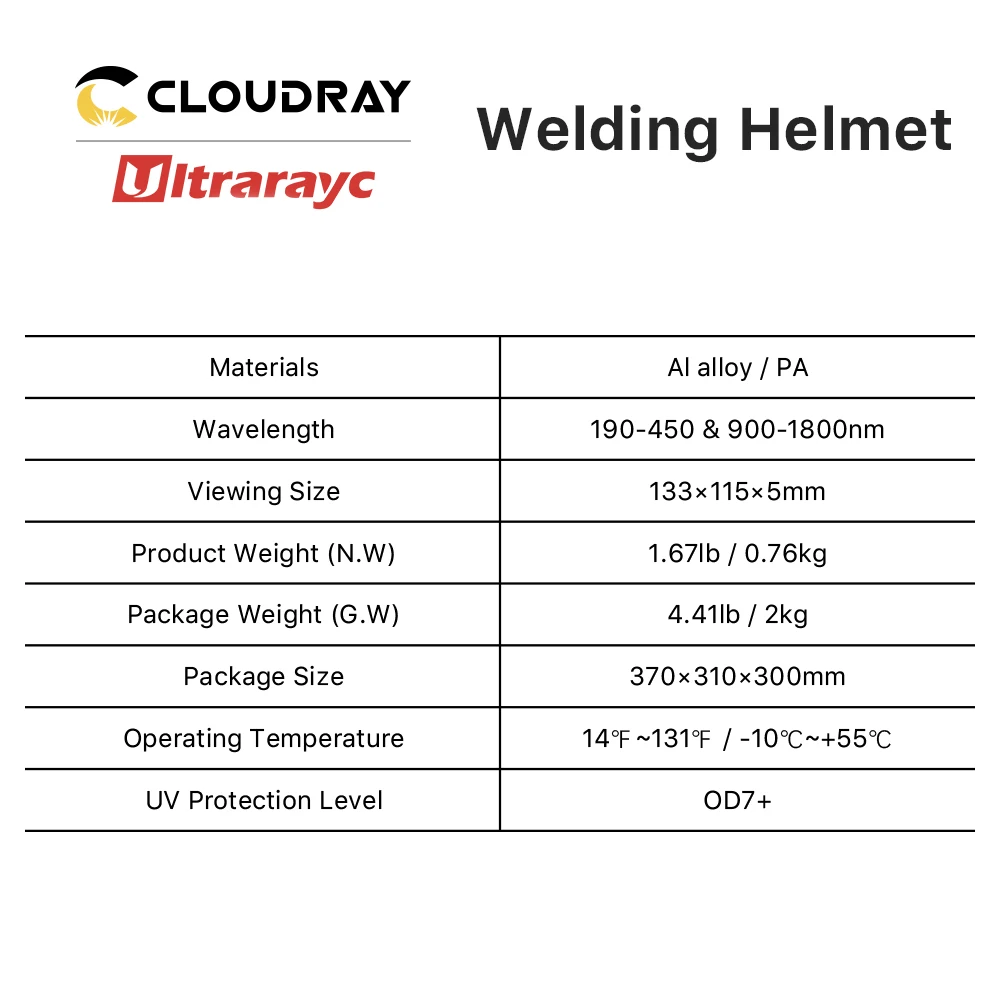 Capacete De Soldagem De Segurança A Laser Ultrarayc, OD7 + Laser UV De Fibra YAG, 190-450nm, 900-1800nm, Máquina de corte a laser