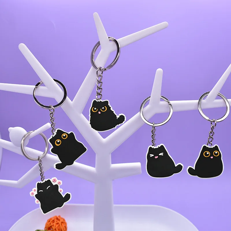 15pcs pet cat keychain, cat image keyring, animal key chain accessories, purse backpack decoration gift luggage charm pendant.