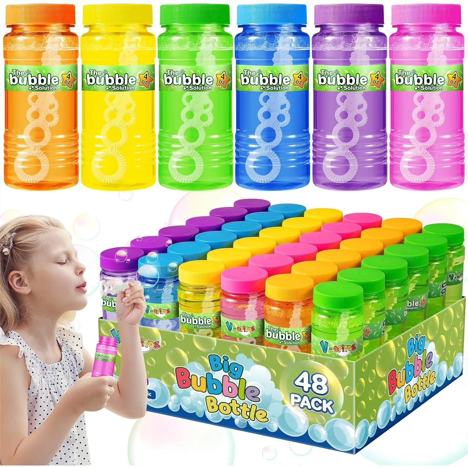 

24 Pack Bubble Bottles with Wands, 4oz Bubbles Solution, Party Favors for Kids, Birthday, Classroom Prizes