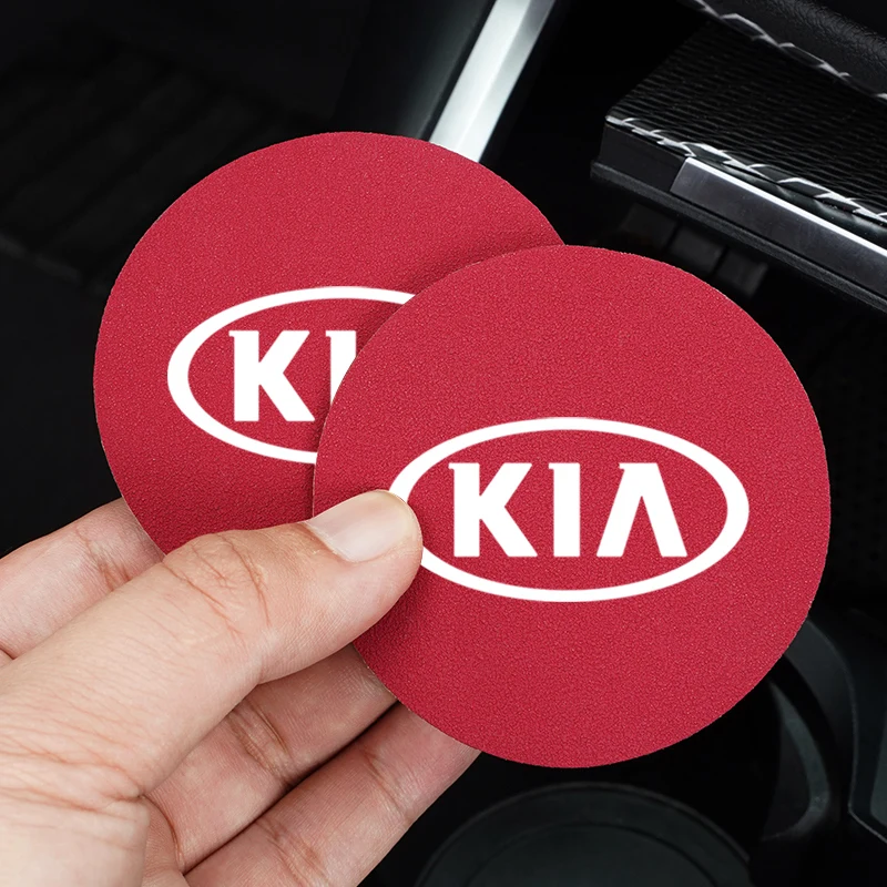 كيا سيارة كوستر كأس الماء حامل الجلد المدبوغ المضادة للانزلاق وسادة حصيرة لكيا EV6 ستينغر ريو سورينتو بيكانتو Ceed Borrego Syros K4 K5 K8 K9