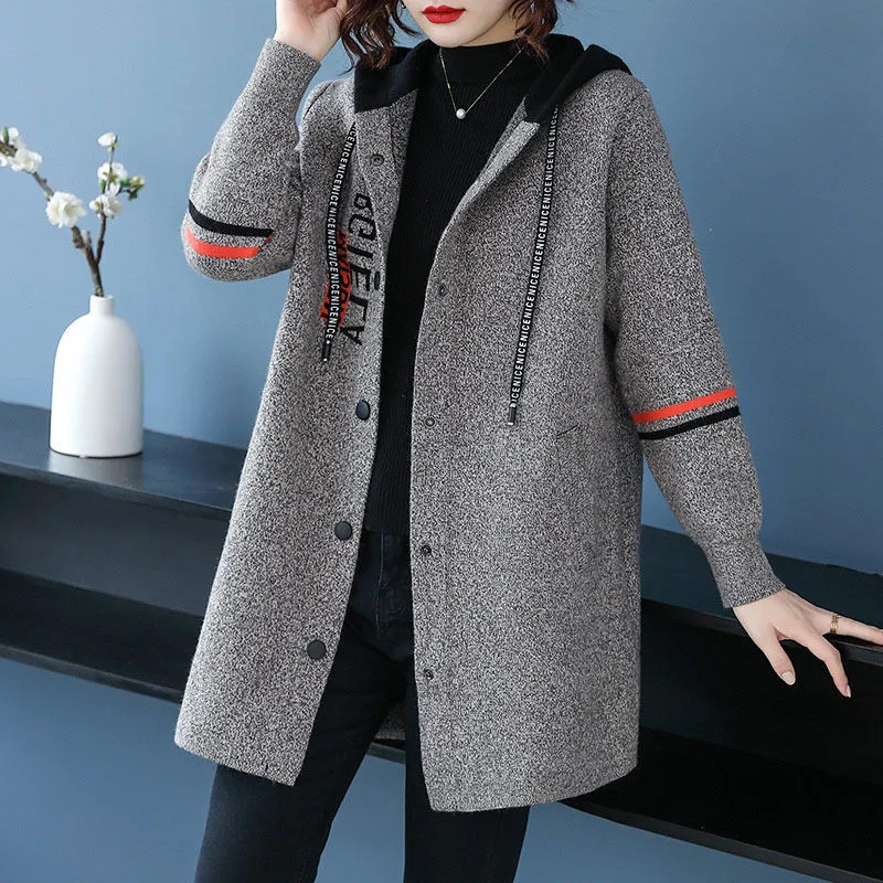 Jackets Ladies Mid-Length Hooded Coat 2023Spring Autumn New Windbreaker Jacket Loose Women\'s Outwear Fashion Overcoat Female Top